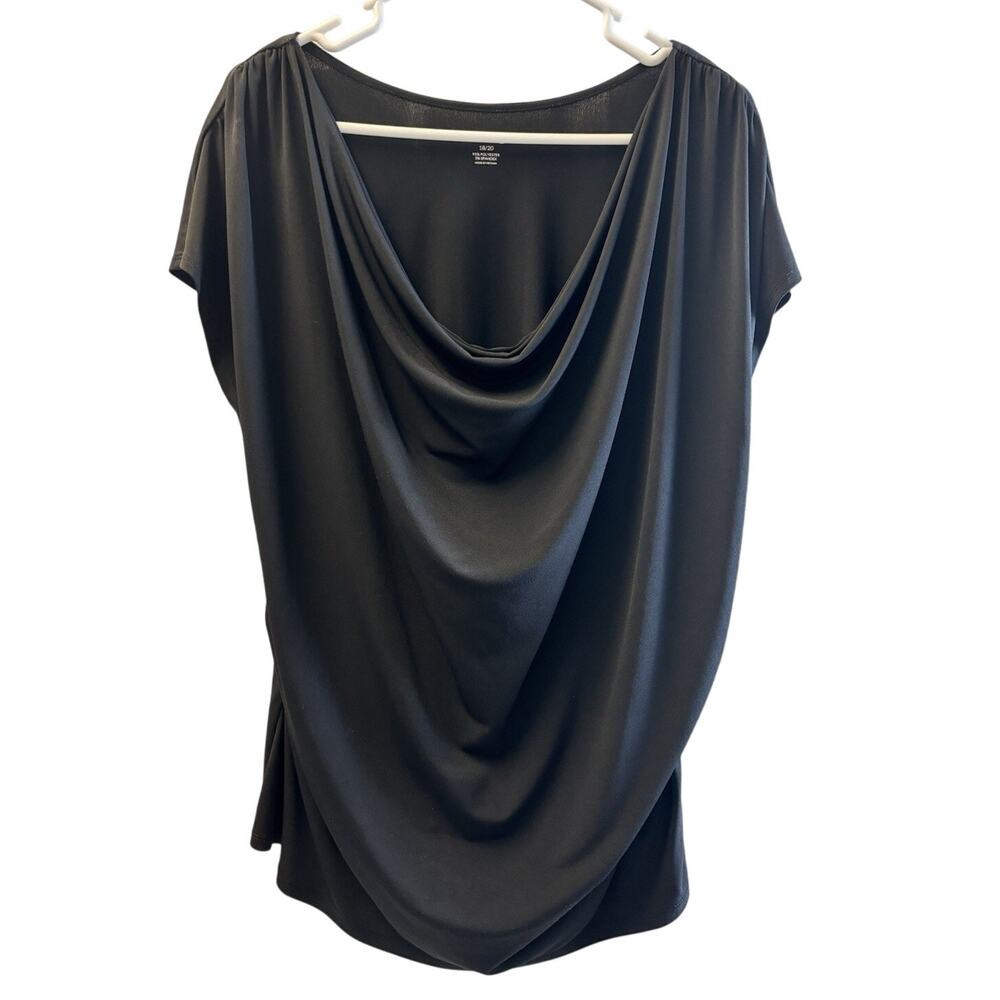 Lane Bryant Black Cowl Neck Cap Sleeve EUC 18/20
